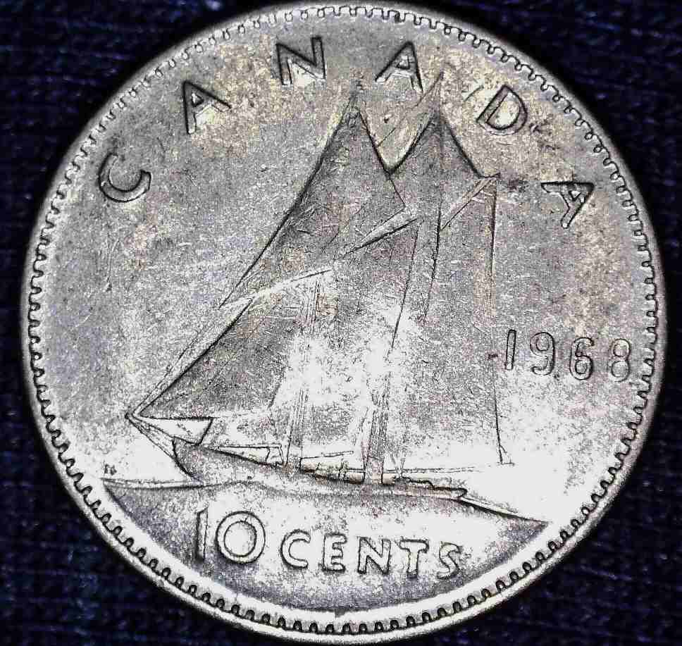 1968-Canadian-10-Cents...doubling-Front-And-Back.